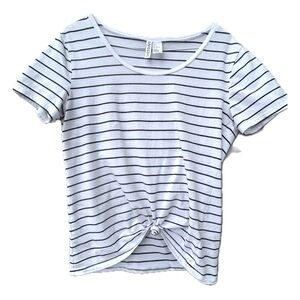H&M  Divided Black and white Tie Front Short Sleeve T-Shirt